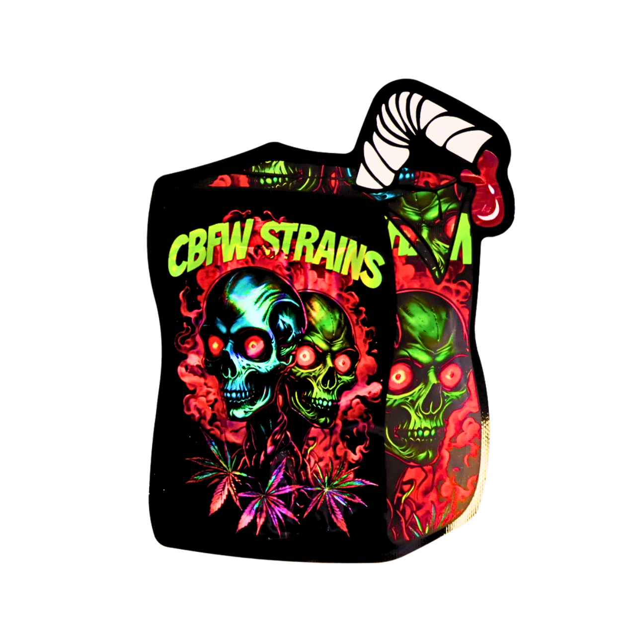 HOLOGRAPHIC MYLAR 3.5G BAGS 50CT CBFW STRAINS DESIGN